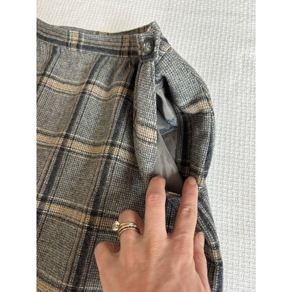Vintage Pendleton Midi Skirt Straight Virgin Wool Gray/Tan Plaid 12 Tall USA - Picture 4 of 8